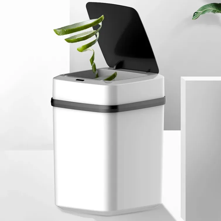 13/15L Touchless Trash Can Waterproof Automatic Knock Induction Smart Trash Can With Lid For Kitchen