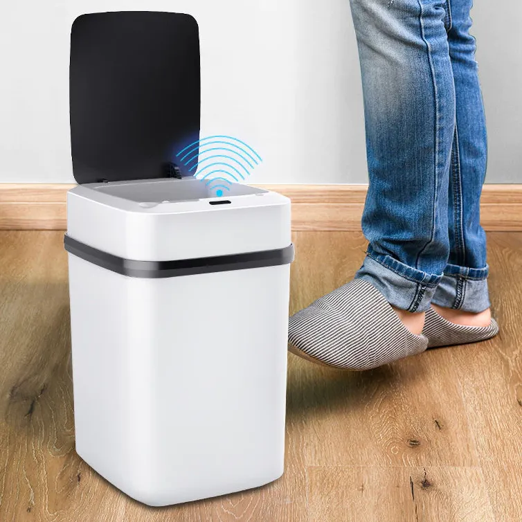 13/15L Touchless Trash Can Waterproof Automatic Knock Induction Smart Trash Can With Lid For Kitchen