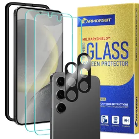 [2   2 Pack] ArmorSuit for Samsung Galaxy S24 Tempered Glass Protector (w/ Alignment Tool)   Camera Lens Protector