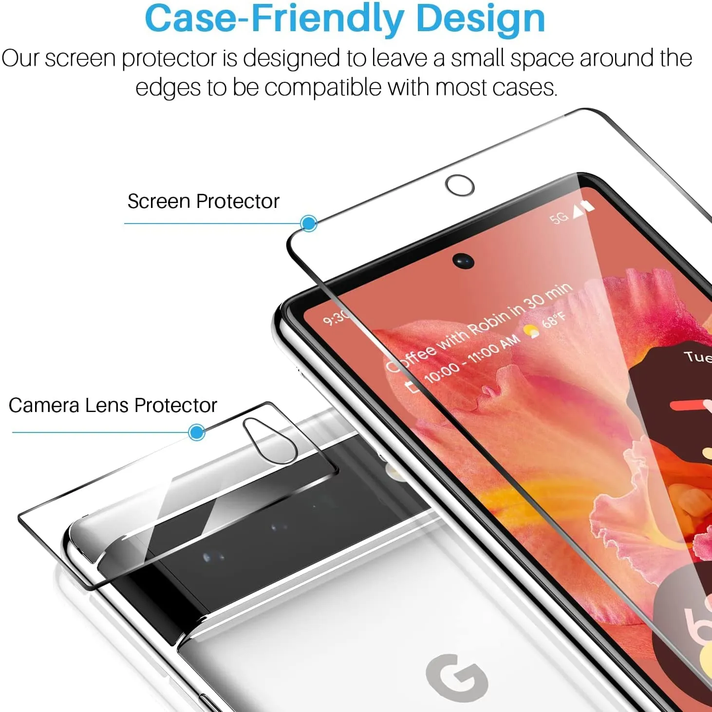 2 Pack Google Pixel 6 Screen Protector   2 Pack Camera Lens Protector