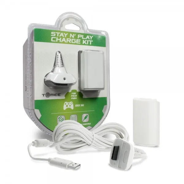 360 Controller Charge Kit Cable and Battery White Tomee New