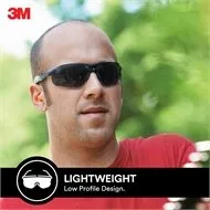 3M Black Grey Flat Temple Safety Glasses with UV Protection