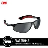 3M Black Grey Flat Temple Safety Glasses with UV Protection