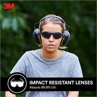 3M Black Grey Flat Temple Safety Glasses with UV Protection