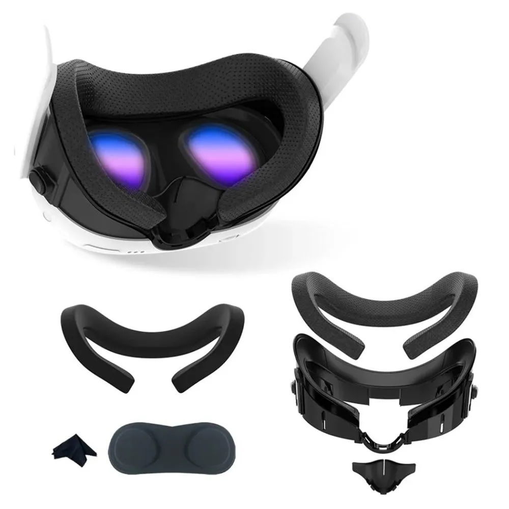 6-in-1 Soft Face Cushion Pad Replacement Compatible Quest 3 Air-Circulation Face Cover Pad Set