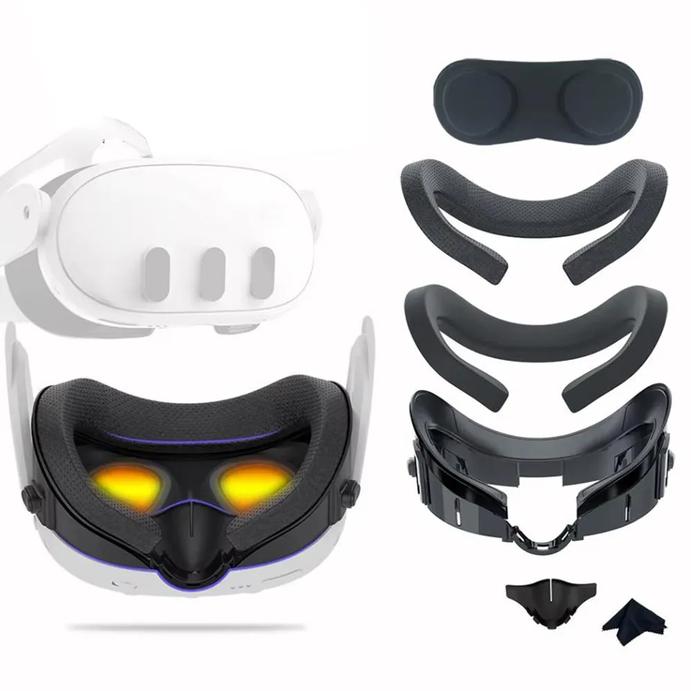 6-in-1 Soft Face Cushion Pad Replacement Compatible Quest 3 Air-Circulation Face Cover Pad Set