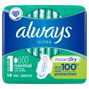 Always Ultra Normal Sanitary Pads with Wings (Size 1) - 14 Pads