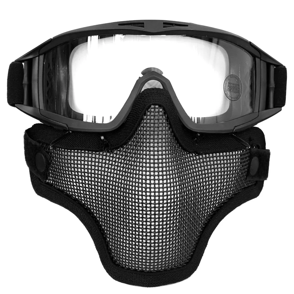 ANM Tactical Airsoft Lower Face Mesh Mask & Goggle Combo Set