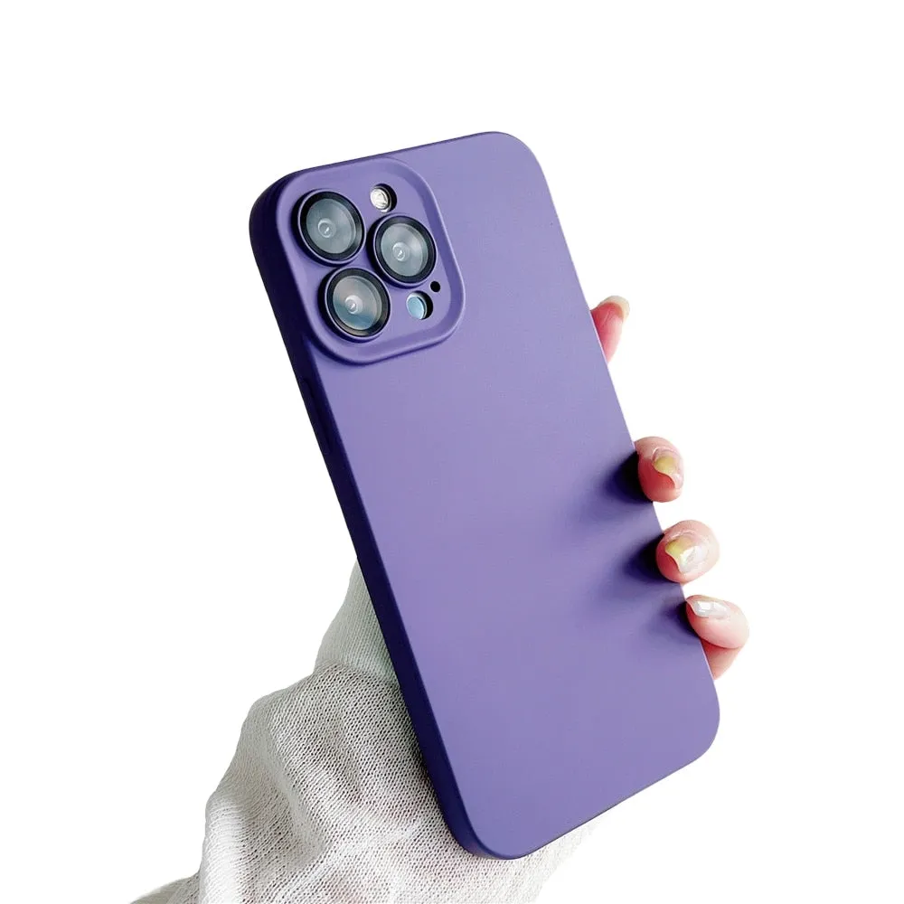 Anymob iPhone Violet Silicon Phone Cases Lens Protector Film Soft Shockproof Cover