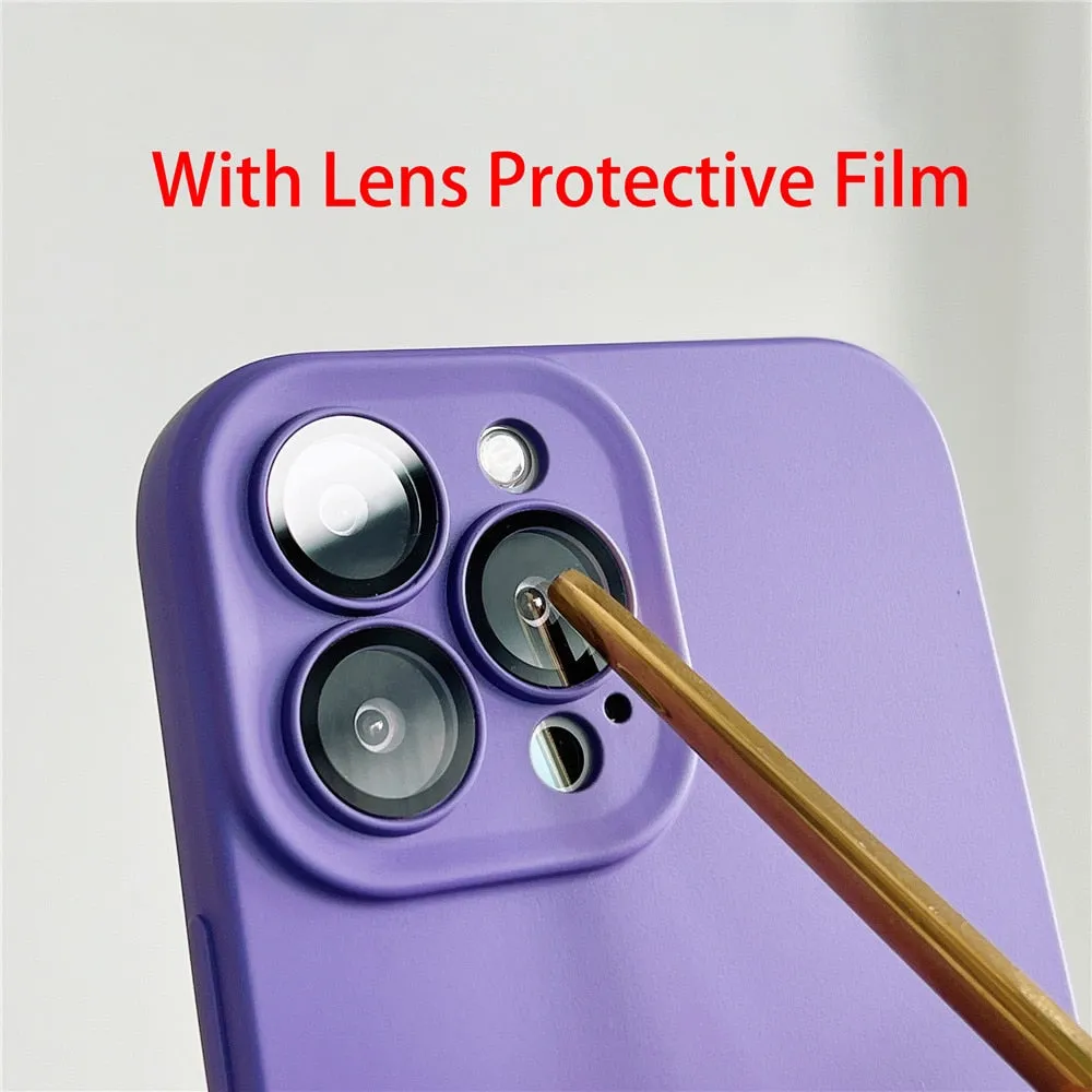 Anymob iPhone Violet Silicon Phone Cases Lens Protector Film Soft Shockproof Cover