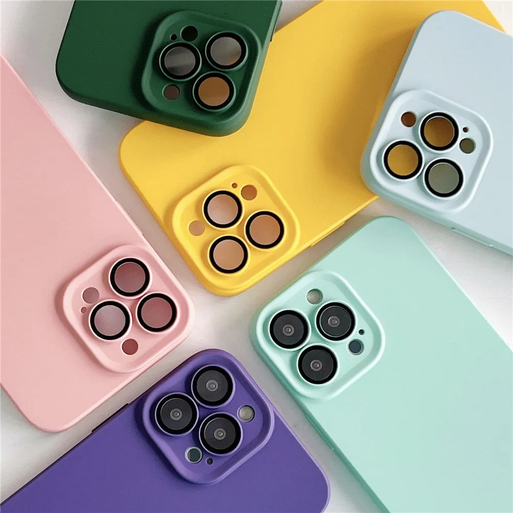 Anymob iPhone Violet Silicon Phone Cases Lens Protector Film Soft Shockproof Cover