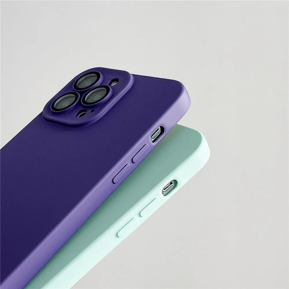 Anymob iPhone Violet Silicon Phone Cases Lens Protector Film Soft Shockproof Cover