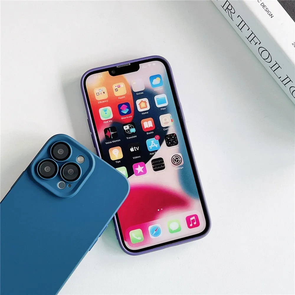 Anymob iPhone Violet Silicon Phone Cases Lens Protector Film Soft Shockproof Cover