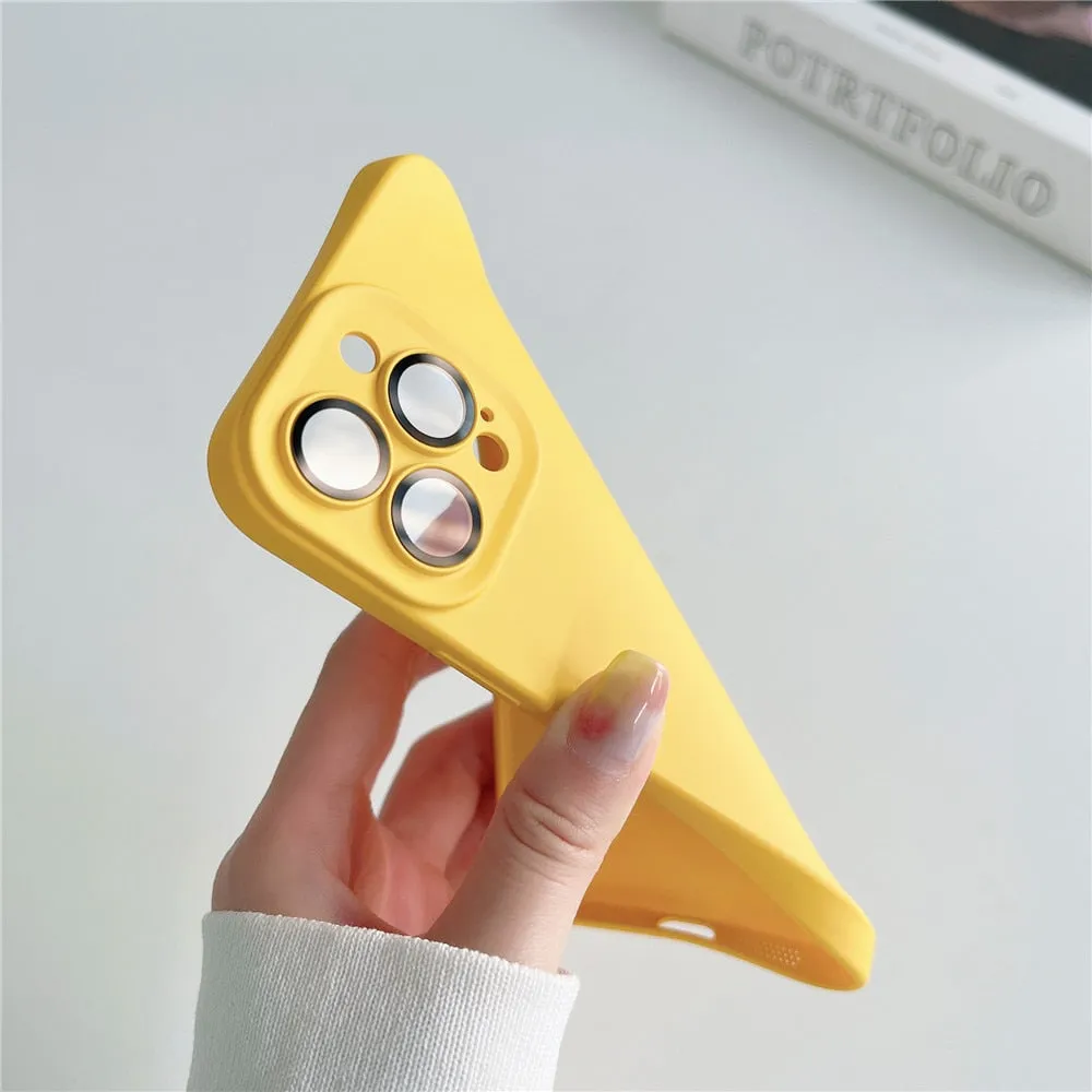 Anymob iPhone Yellow Silicon Phone Cases Lens Protector Film Soft Shockproof Cover