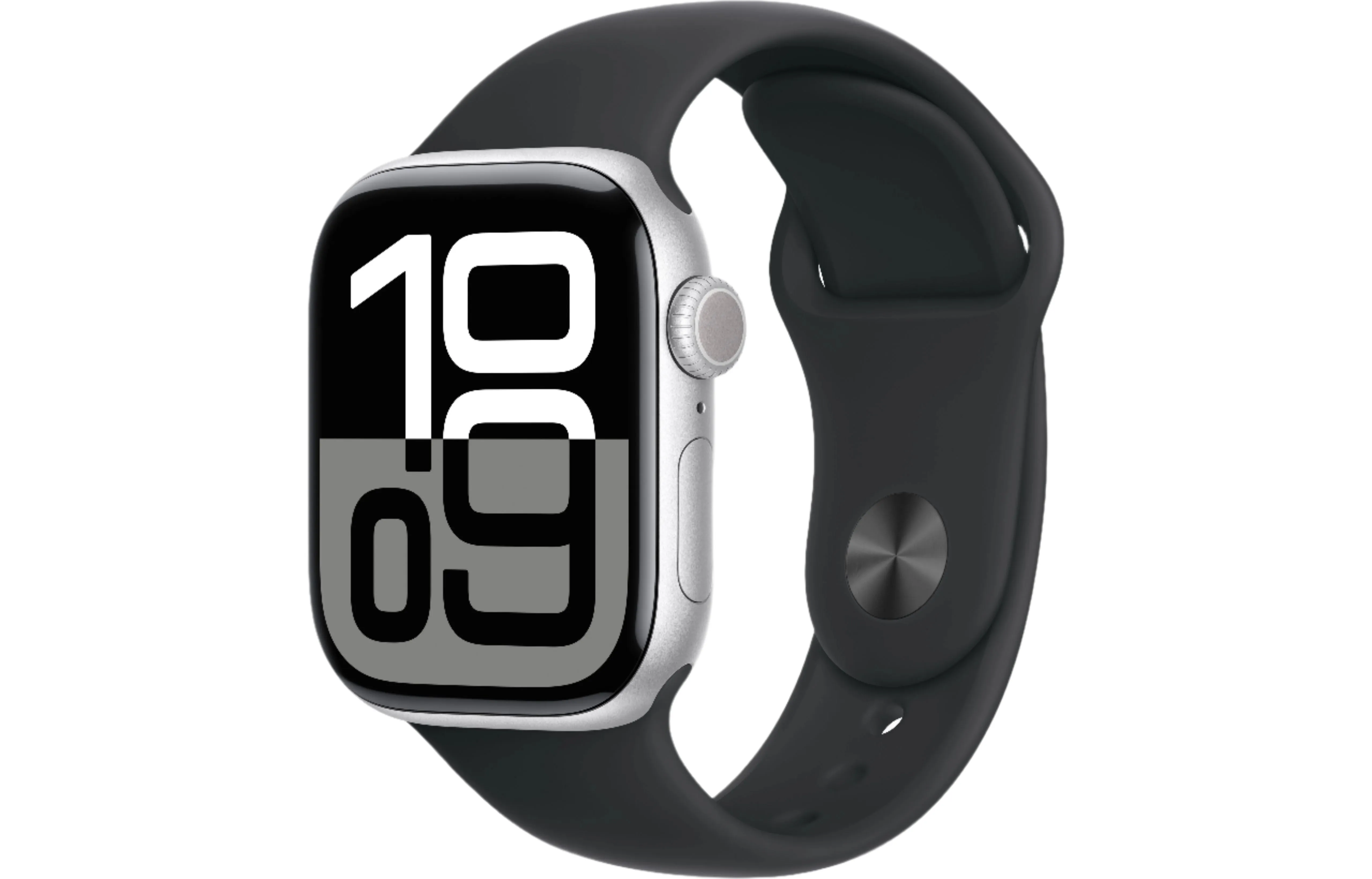 Apple Watch Series 10 GPS, 42mm Silver Aluminium Case with Black Sport Band - S/M - Pristine