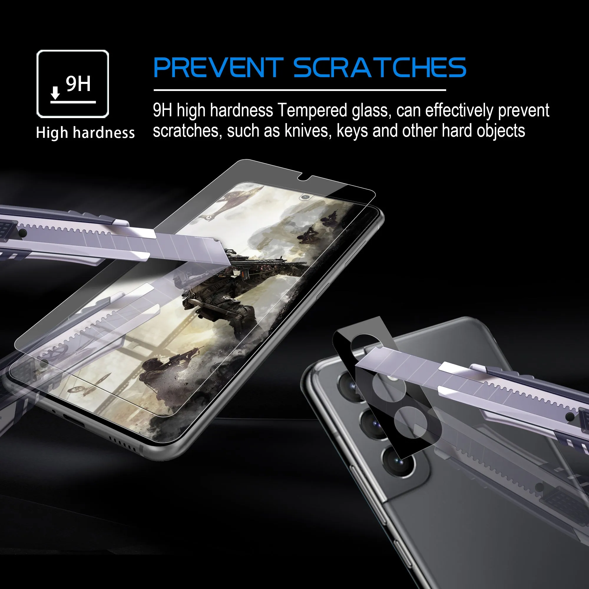 Arae 2 Pack Screen Protector for Samsung Galaxy S21 FE   2 Pack Camera Lens Protector, HD Tempered Glass Anti Scratch Work with Most Case,6.4 inch
