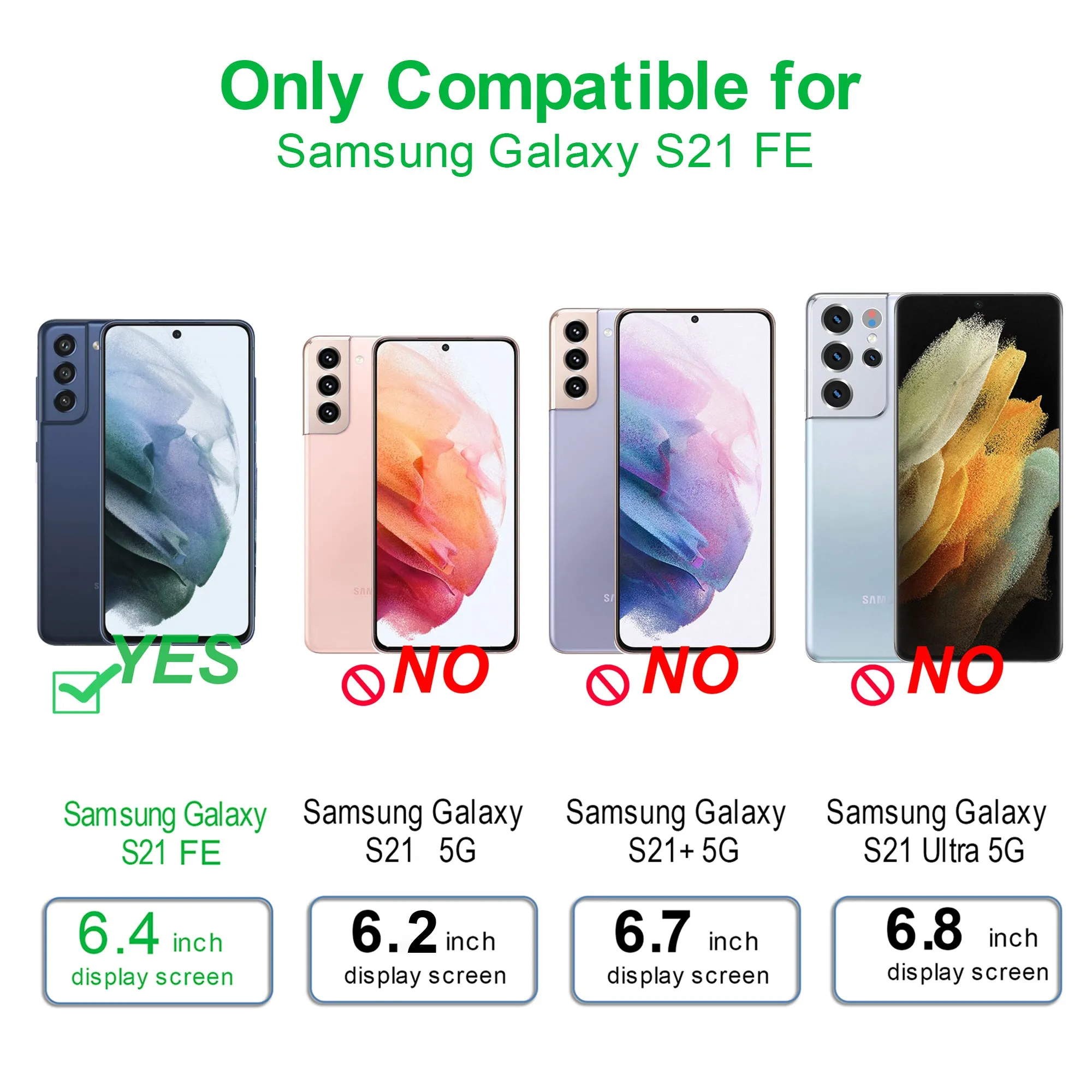 Arae 2 Pack Screen Protector for Samsung Galaxy S21 FE   2 Pack Camera Lens Protector, HD Tempered Glass Anti Scratch Work with Most Case,6.4 inch
