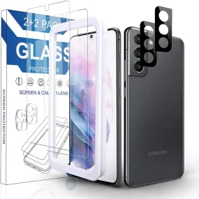 Arae 2 Pack Screen Protector for Samsung Galaxy S21 Plus   2 Pack Camera Lens Protector, HD Tempered Glass Anti Scratch Work with Most Case,6.7inch