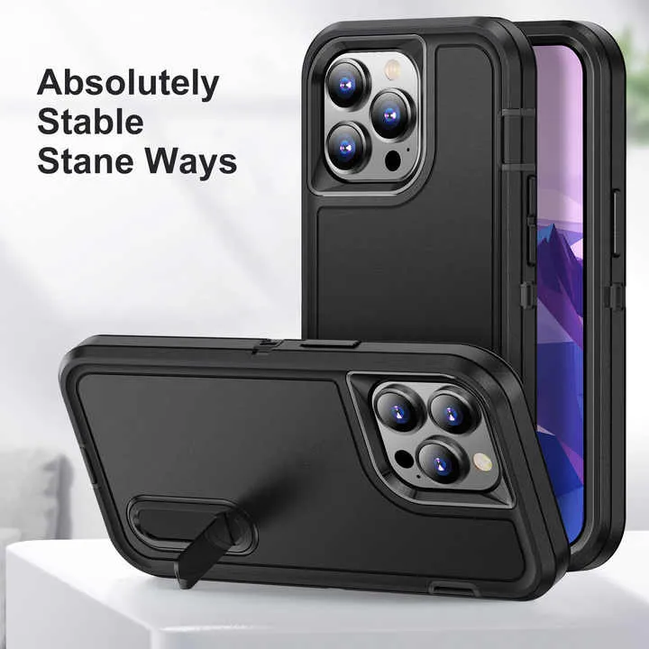 Armoured™ Defend 360 Tough Rugged Case for iPhone 14 Pro - Frosted Clear & Orange