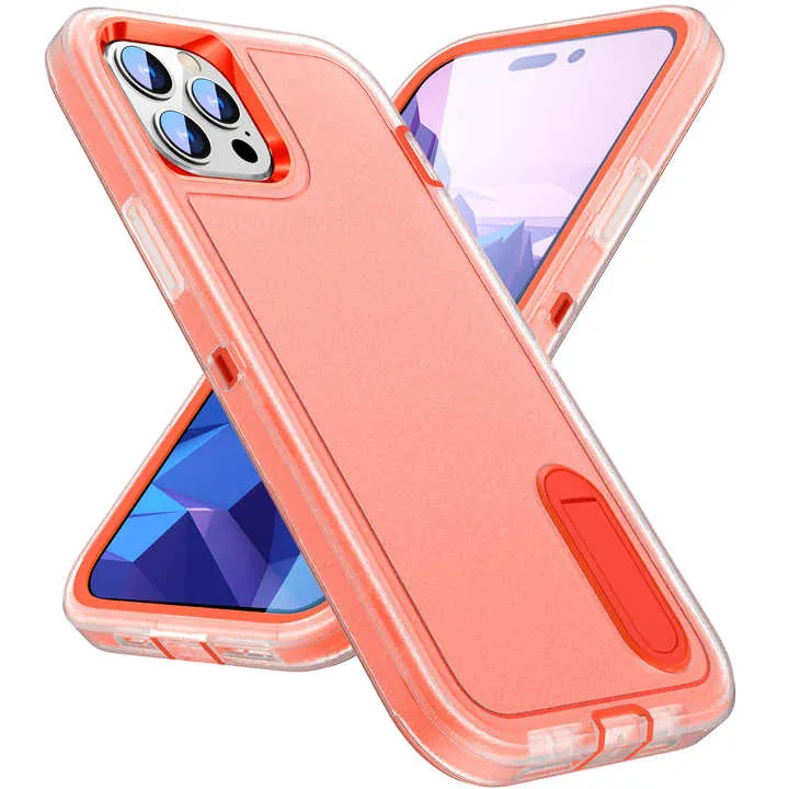 Armoured™ Defend 360 Tough Rugged Case for iPhone 14 Pro - Frosted Clear & Orange