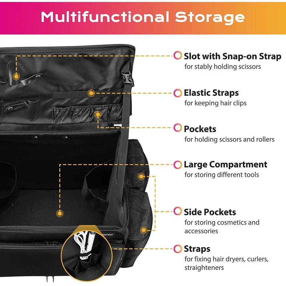 Byootique Fuhold Cosmetology Rolling Case & Hair Tool Travel Bag