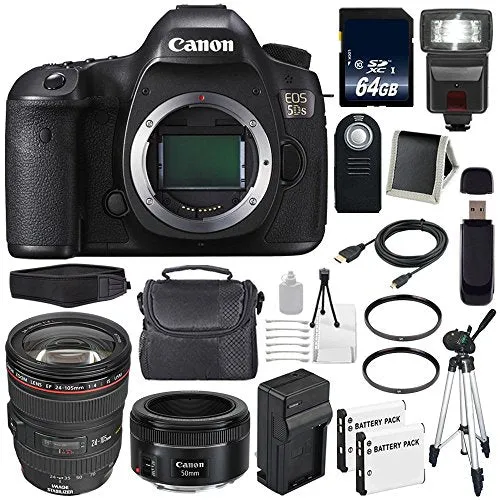 Canon EOS 5DS DSLR Camera (International Model) 0581C002   Canon EF 24-105mm f/4L is USM Lens   EF 50mm f/1.8 STM Lens  