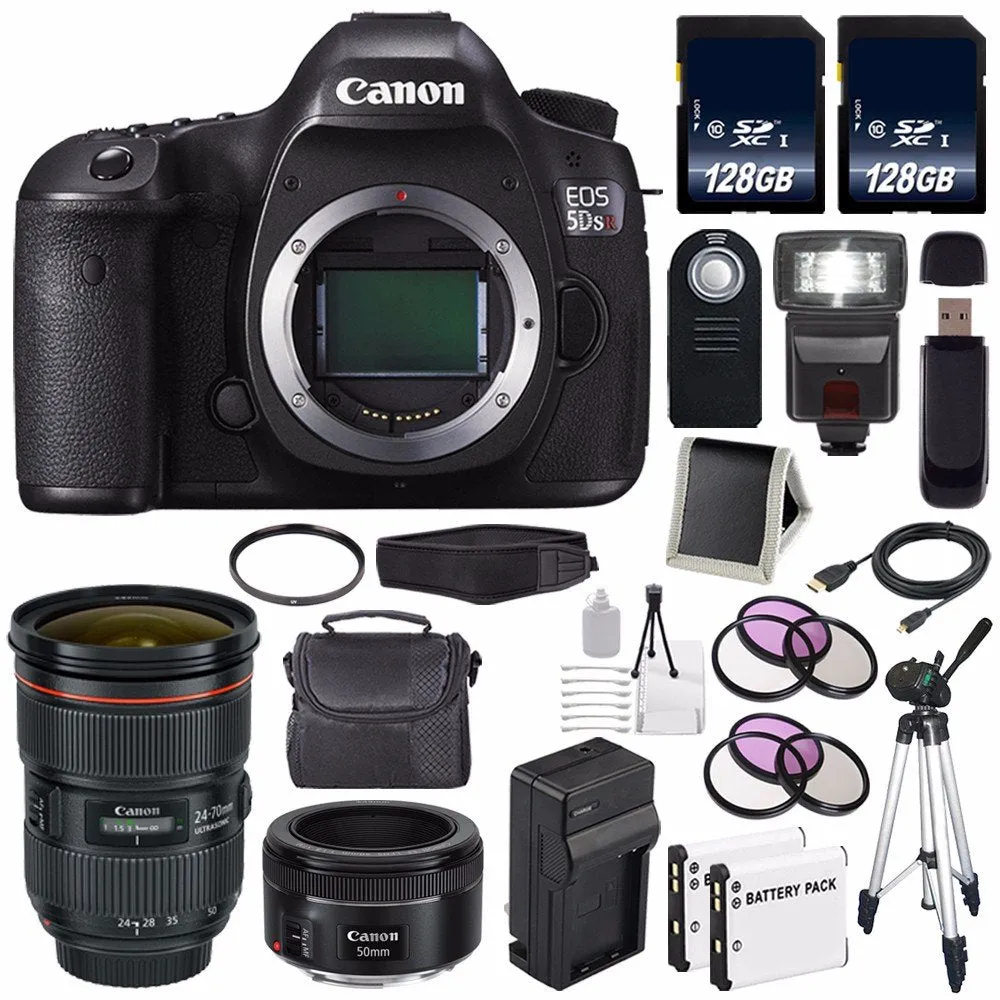 Canon EOS 5DS R DSLR Camera (International Model) 0582C002   Canon EF 24-70mm f/2.8L II USM Lens   EF 50mm f/1.8 STM Lens Base Bundle