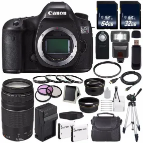 Canon EOS 5DS R DSLR Camera (International Model) 0582C002   Canon EF 75-300 III  LP-E6 Replacement Battery   Charger Starter Bundle
