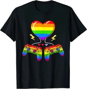 Cute Tee Shirt Video Game Controllers LGBT Flag Heart Proud LGBT T Shirt