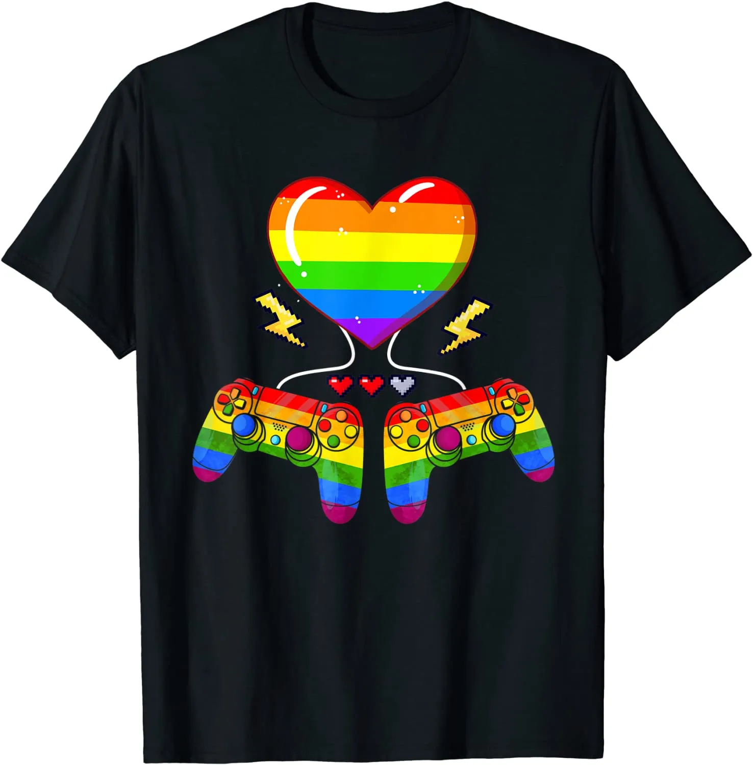 Cute Tee Shirt Video Game Controllers LGBT Flag Heart Proud LGBT T Shirt