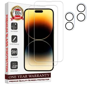 Entronix 4-Pack for Apple iPhone 16 Plus, 2 Clear Tempered Glass Screen Protectors & 2 Camera Lens Protectors