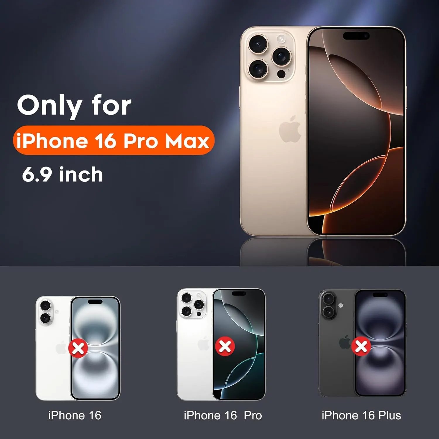 Entronix 6-Pack for Apple iPhone 16 Pro Max, 3 Clear Tempered Glass Screen Protectors & 3 Camera Lens Protectors