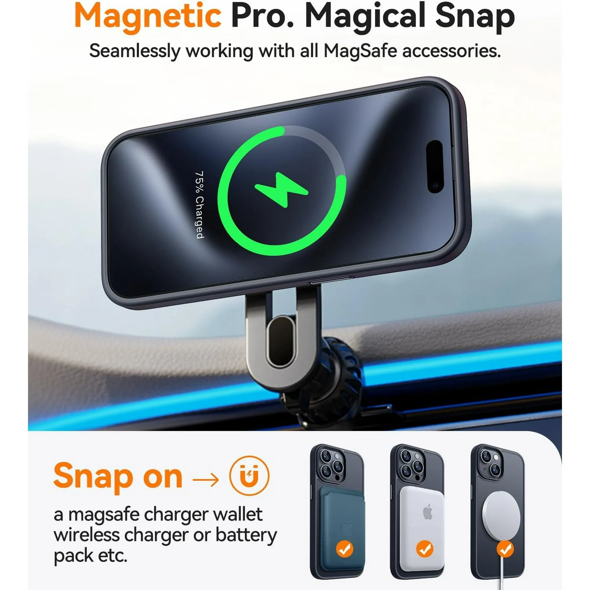 Entronix Case 5 in 1 Bundle Designed for Apple iPhone 14 Pro Max Clear Magnetic Case with 2 Tempered Glass and 2 Camera Lens, Shockproof Clear Case