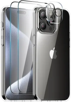 Entronix Case Heavy Duty Transparent Case for Apple iPhone 14 Pro Max Clear with 2 Screen Protector and 1 Camera Lens, Shockproof Dropproof Slim Case