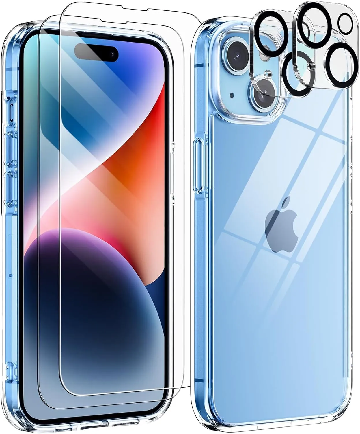 Entronix Case Heavy Duty Transparent Case for Apple iPhone 15 Plus Clear with 2 Screen Protector and Camera Lens, Shockproof Dropproof Slim Case