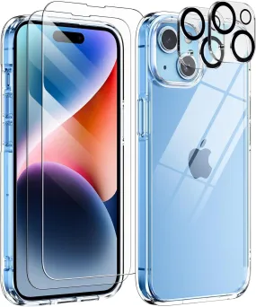 Entronix Case Heavy Duty Transparent Case for Apple iPhone 15 Plus Clear with 2 Screen Protector and Camera Lens, Shockproof Dropproof Slim Case