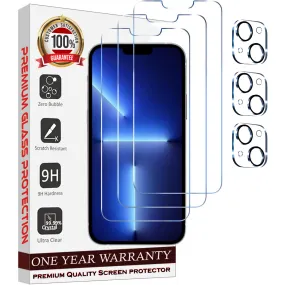 Entronix Case Screen Protector Bundle with Camera Cover Designed for Apple iPhone 13 Clear 9H Hardness,Bubble Free Easy Install, 3 PACK