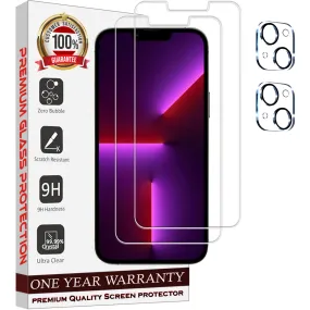 Entronix Case Screen Protector Bundle with Camera Cover Designed for Apple iPhone 13 Mini Clear 9H Hardness,Bubble Free Easy Install,2 PACK