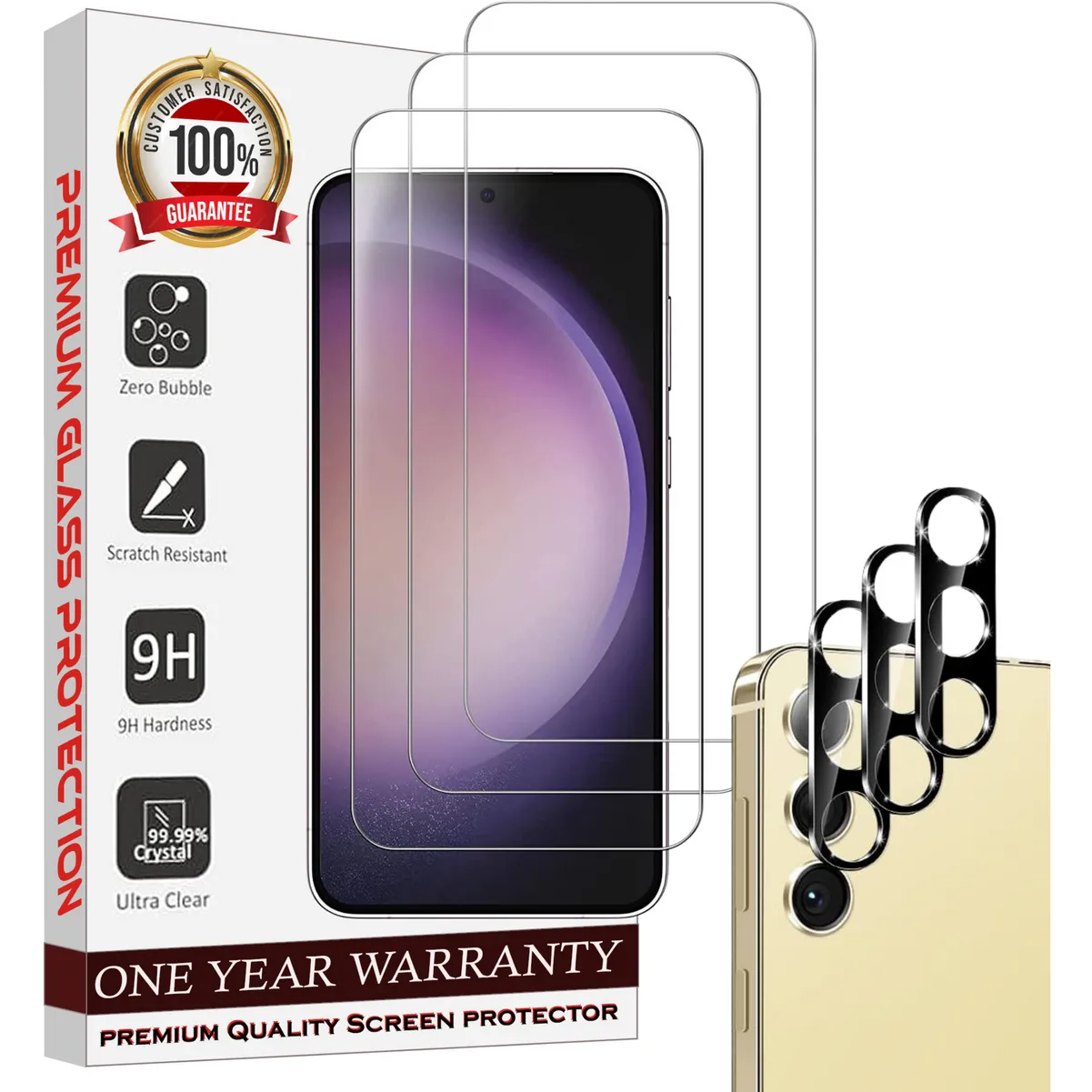 Entronix Case Screen Protector Bundle with Camera Cover for Samsung Galaxy S22 Plus Clear Built Anti Scratch, Bubble Free Easy Install, 3 PACK