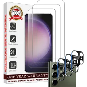 Entronix Case Screen Protector Bundle with Camera Cover for Samsung Galaxy S24 Ultra Clear Built Anti Scratch, Bubble Free Easy Install, 3 PACK