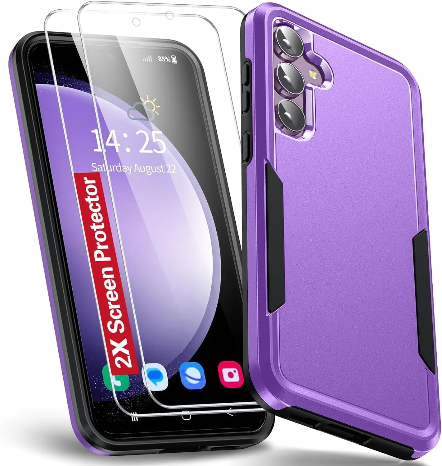 Entronix Heavy Duty Case Designed for Samsung Galaxy A35 Case with 2 Pack Tempered Glass Screen Protector, Shockproof Dropproof Anti-Scratch Case