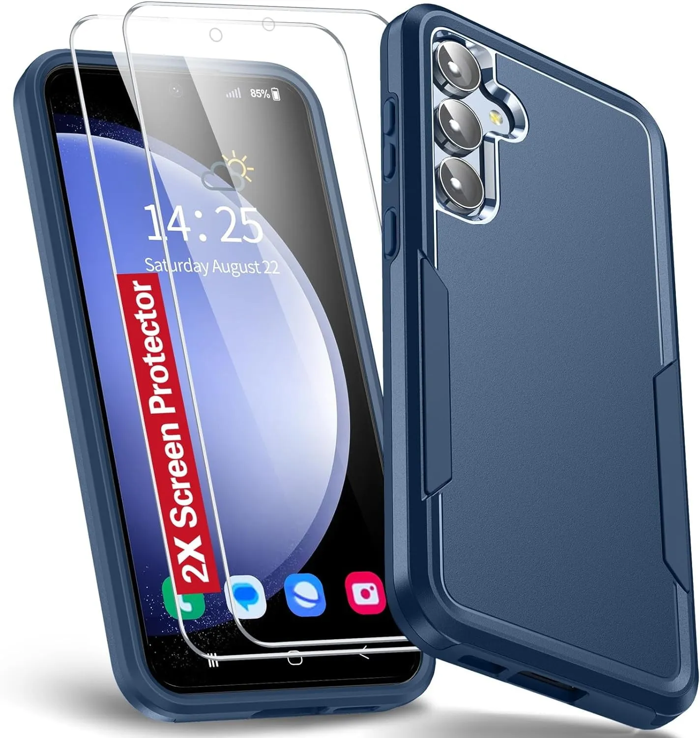 Entronix Heavy Duty Case Designed for Samsung Galaxy A35 Case with 2 Pack Tempered Glass Screen Protector, Shockproof Dropproof Anti-Scratch Case