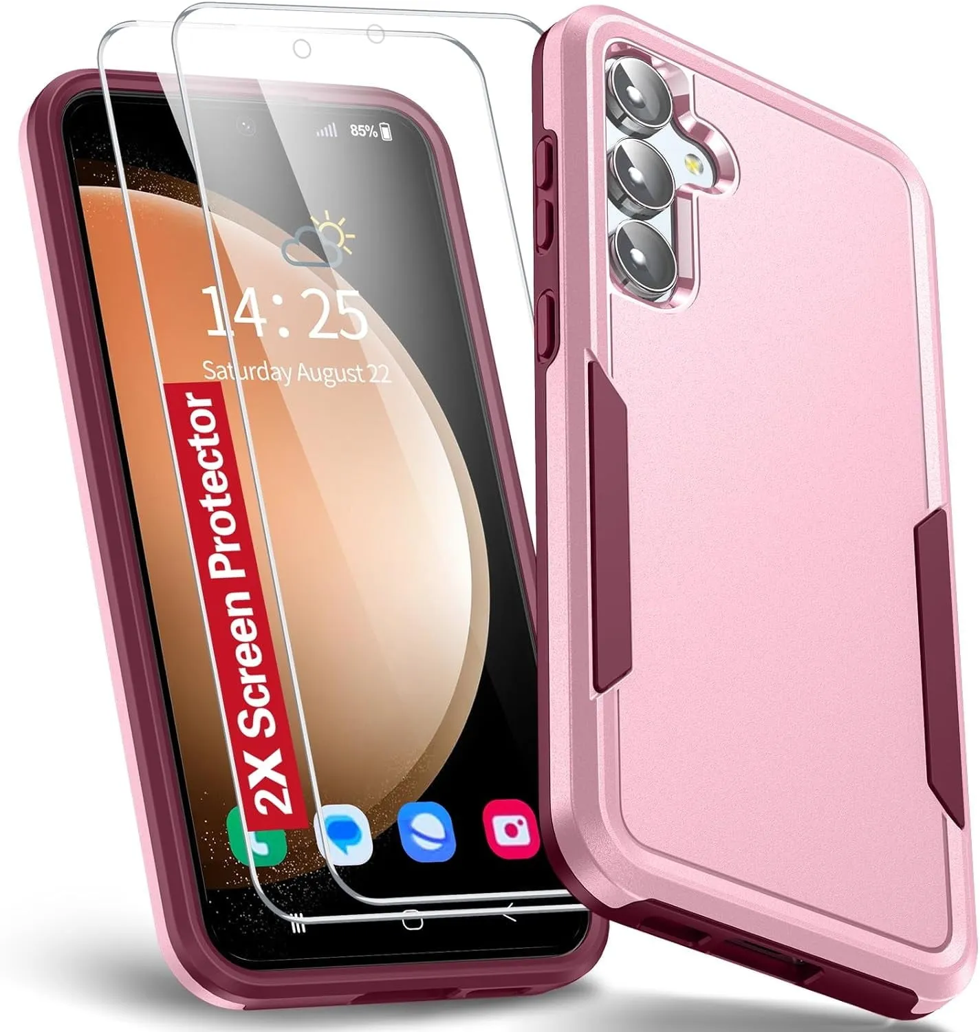 Entronix Heavy Duty Case Designed for Samsung Galaxy A35 Case with 2 Pack Tempered Glass Screen Protector, Shockproof Dropproof Anti-Scratch Case