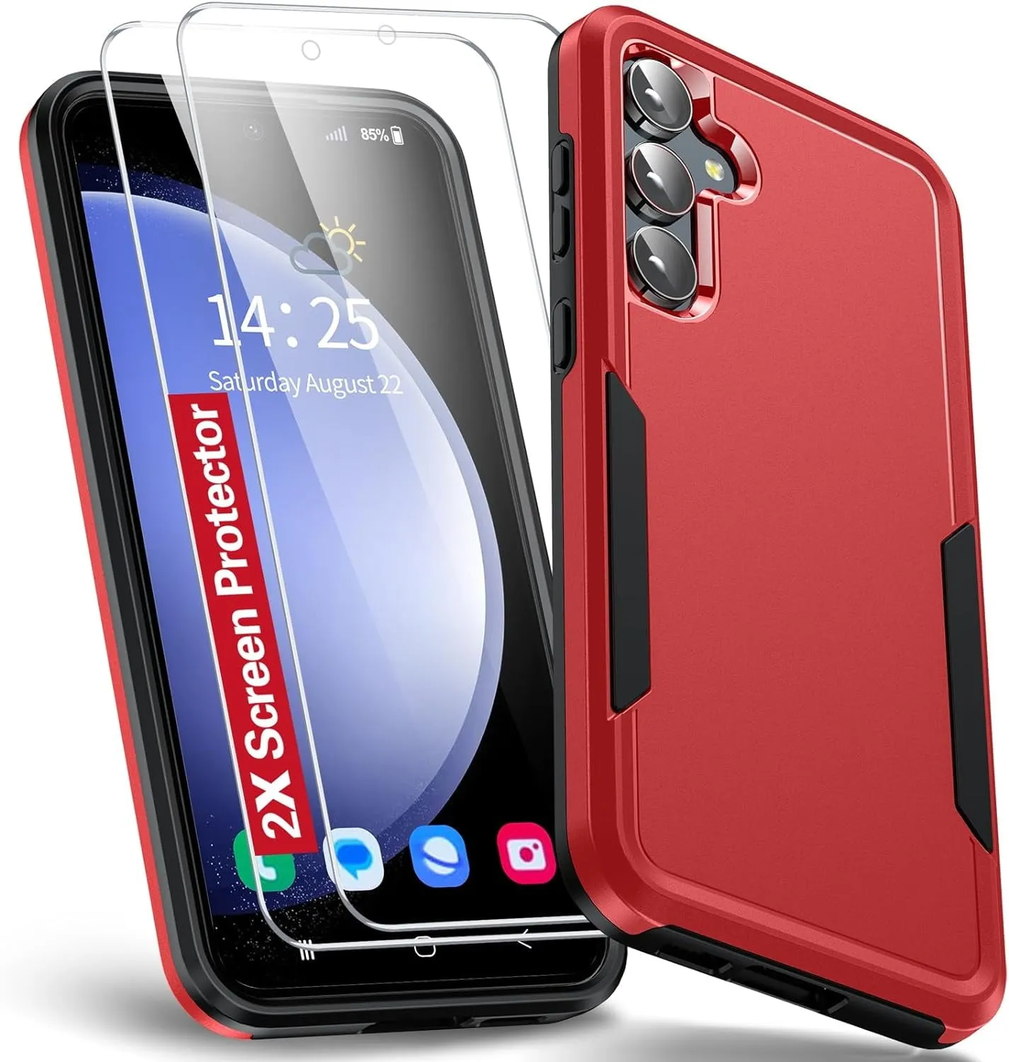 Entronix Heavy Duty Case Designed for Samsung Galaxy A35 Case with 2 Pack Tempered Glass Screen Protector, Shockproof Dropproof Anti-Scratch Case