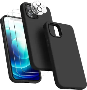 Entronix Silicone Case For Apple iPhone 11 Pro Max Liquid Silicone Case, 5 in 1 Bundle with 2 Clear Tempered Glass and 2 Camera Lens Shockproof Case