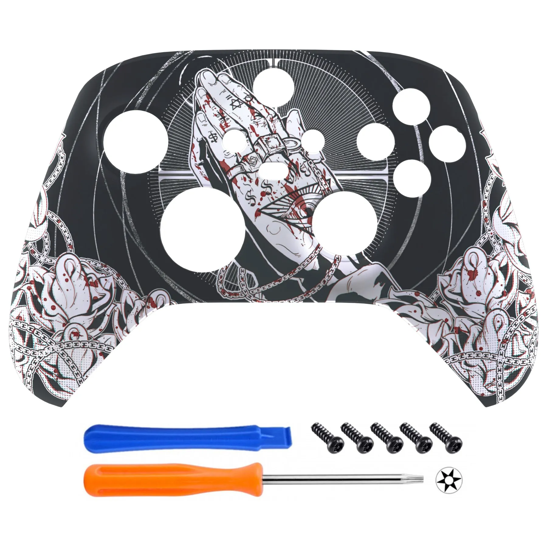 eXtremeRate The Forgiveless Redemption Replacement Part Faceplate, Soft Touch Grip Housing Shell Case for Xbox Series S & Xbox Series X Controller Accessories - Controller NOT Included - FX3T159