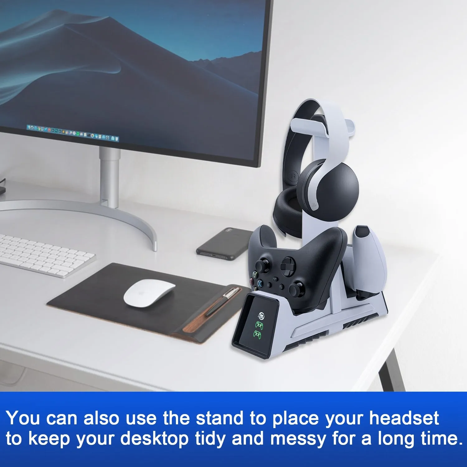 For PS5 Dual Controller Charging Charger With Headset Holder For PS4 For Xbox Series X For Nintendo Switch Pro Controller