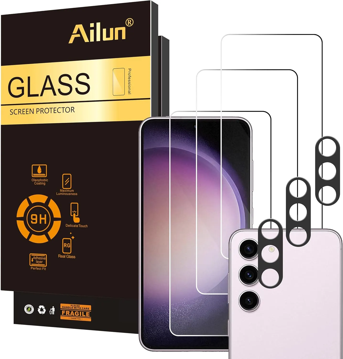 Galaxy S24 3 Pack 3 Pack Camera Lens Tempered Glass Fingerprint Scratch Case