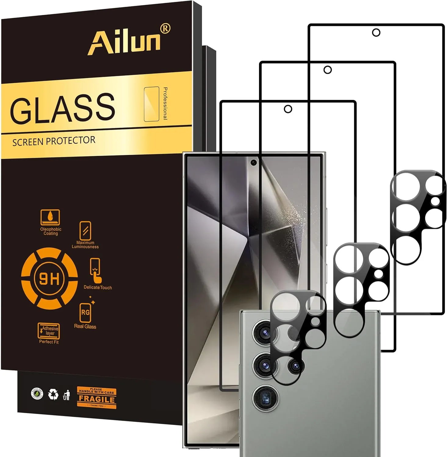 Galaxy S24 3 Pack 3 Pack Camera Lens Tempered Glass Fingerprint Scratch Case