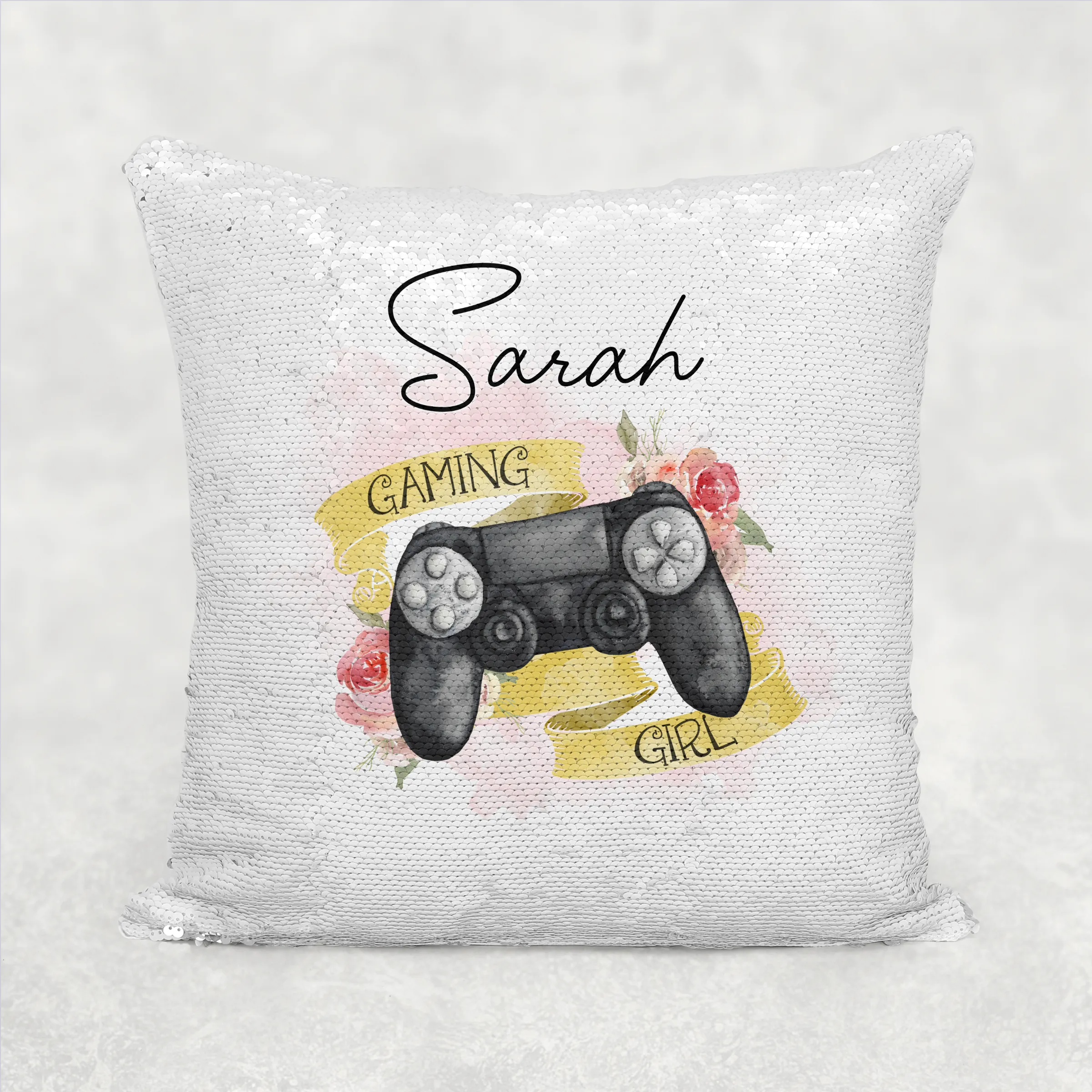 Gamer Girl Personalised Mermaid Reversible Sequin Cushion